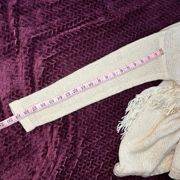 Forever 21 Fringe Poncho Cardigan 🍨 Cream, Size M - Picture 10 of 11